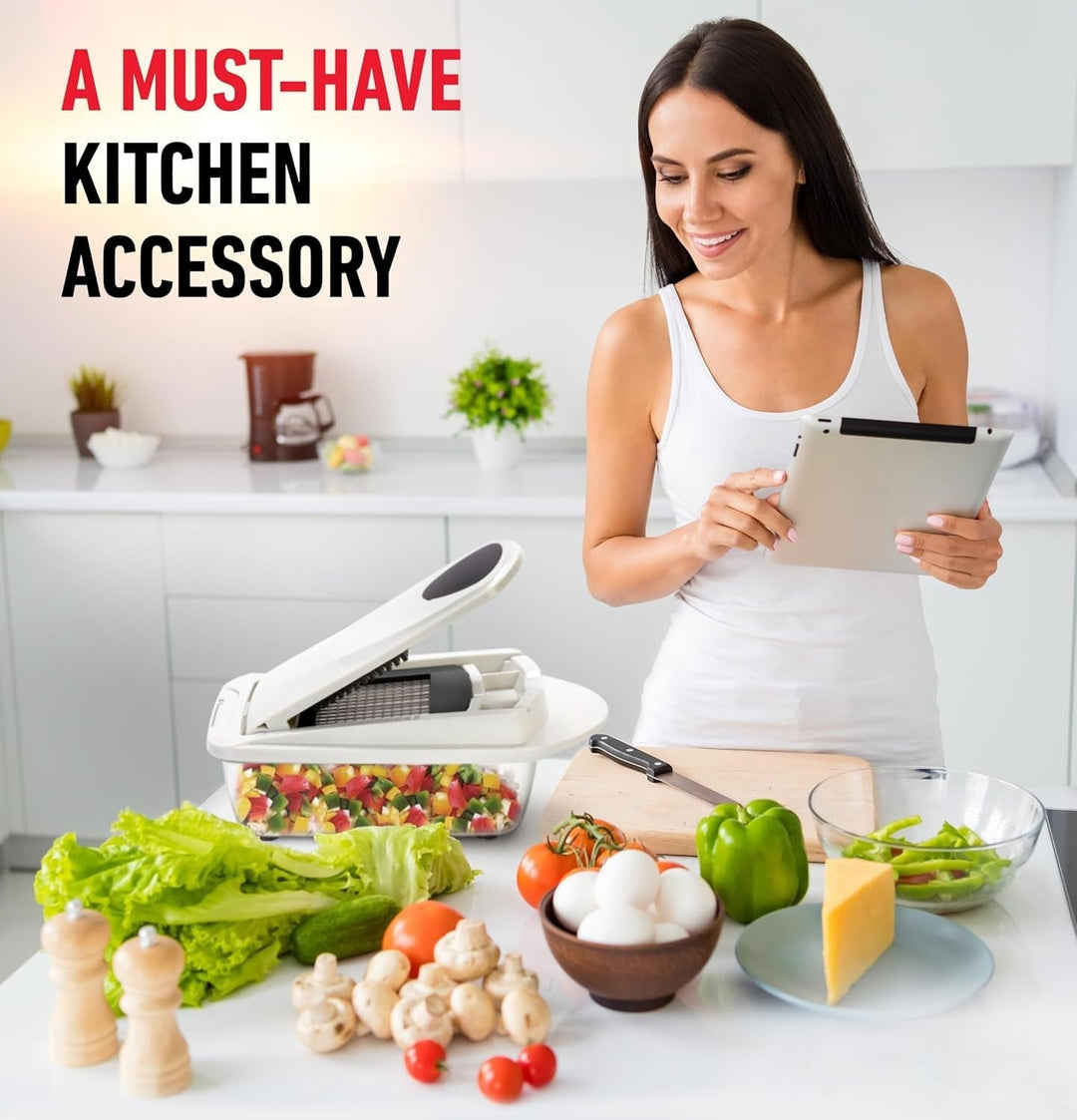 Efficient food slicer & kitchen gadget, this multi-functional chopper simplifies vegetable cutting and meal preparation.