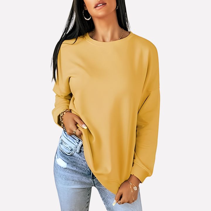 Women's winter relaxed fit crew neck sweatshirt, comfortable & stylish for daily use.