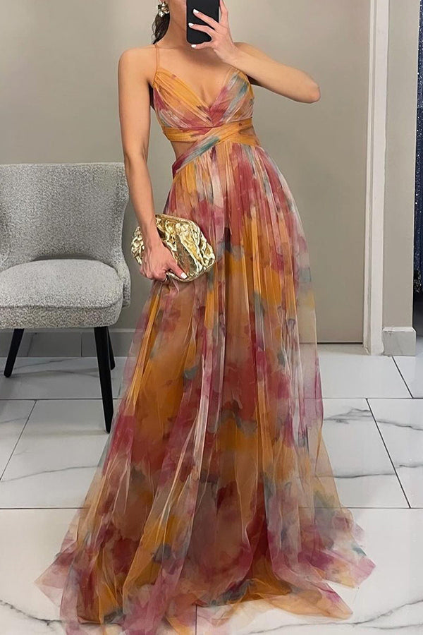 Comfortable floral maxi dress for women, a graceful sleeveless design perfect for summer events.