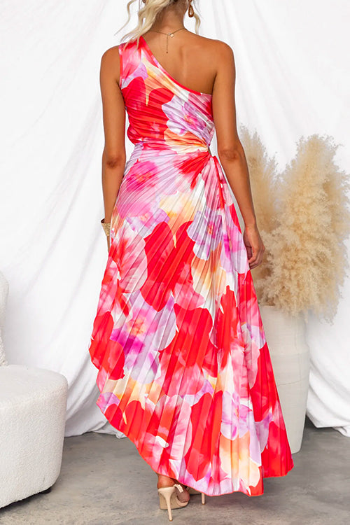 Formal long floral pleated maxi dress for women, perfect for special occasions & events.