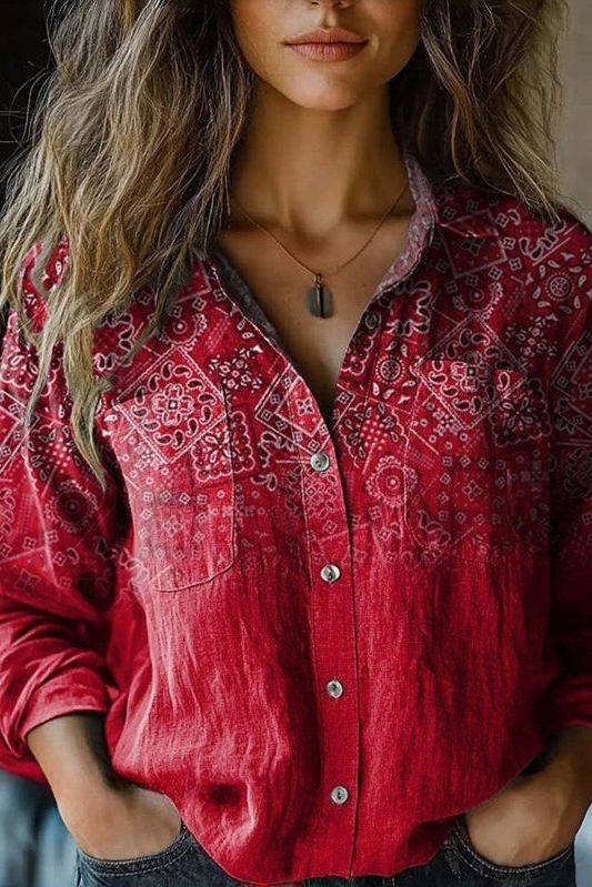 Elegant women's long sleeve blouse. Comfortable, relaxed fit top, perfect for everyday wear, work, or casual style.