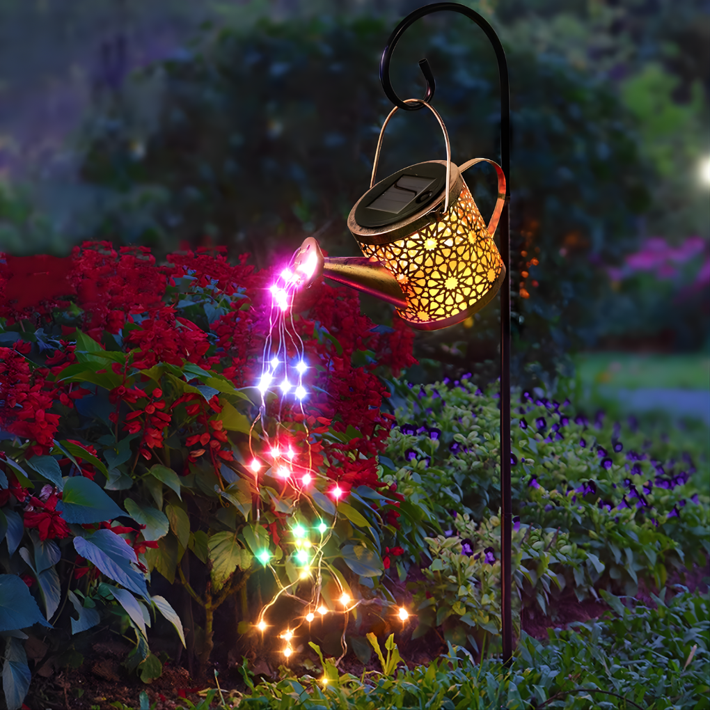 Stylish solar decorative garden stake lights with multi-color LED, perfect landscape and outdoor path lighting.