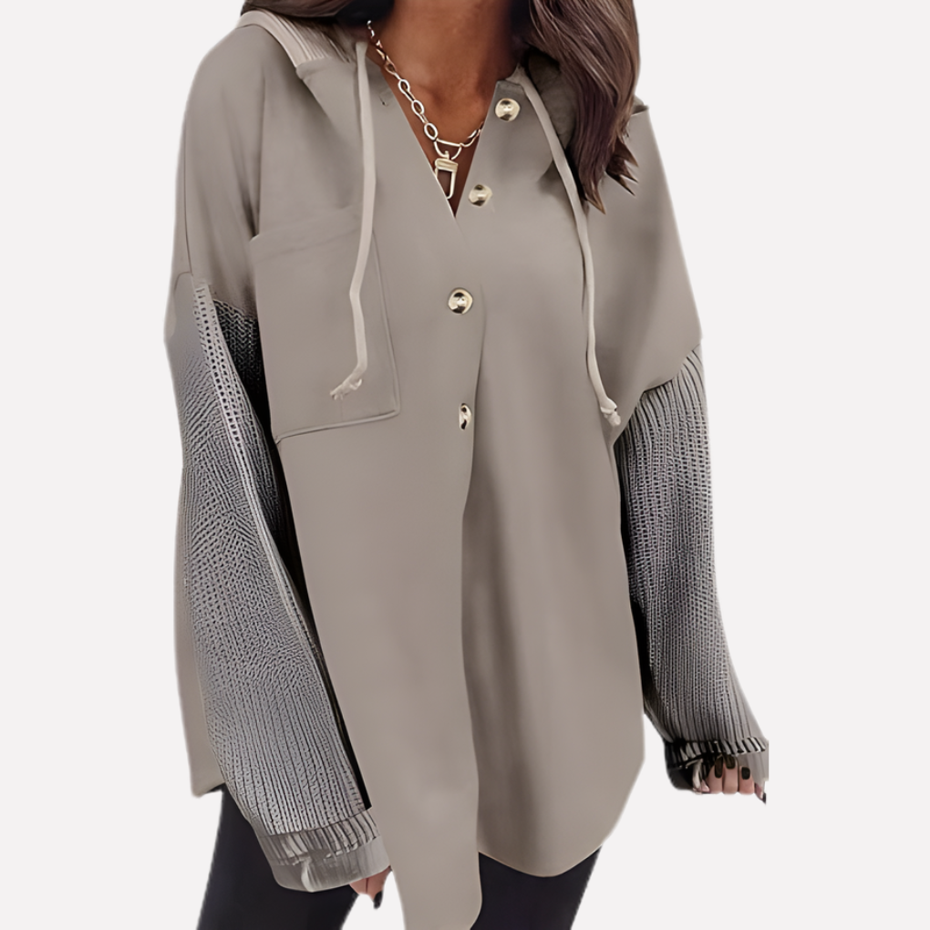 Casual women's oversized hoodie. Long sleeve button-front sweatshirt for ultimate comfort & relaxation.