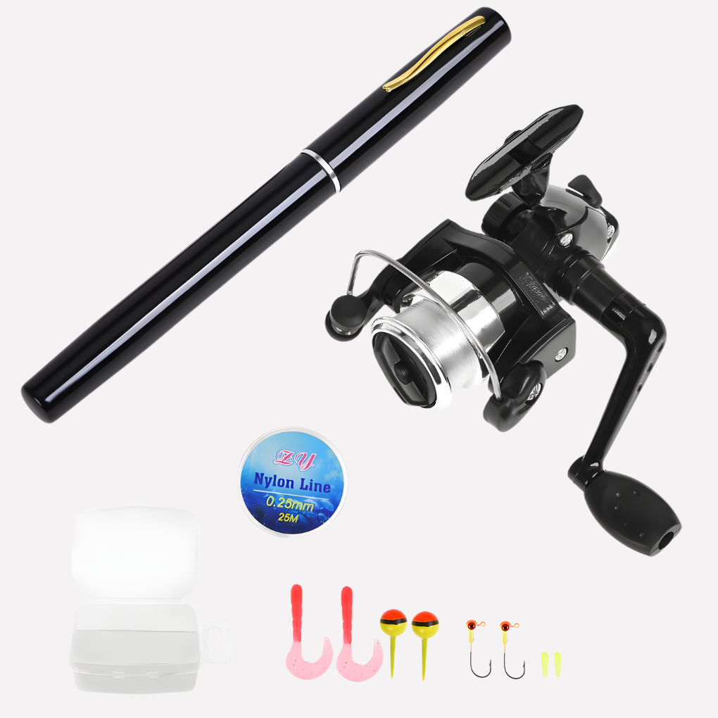 Unisex portable mini fishing rod & reel combo. Perfect telescopic travel fishing kit for freshwater anglers.