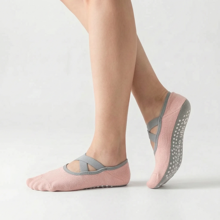 Women's ballet studio grip socks in green, offering secure non-slip support for dance and barre workouts.