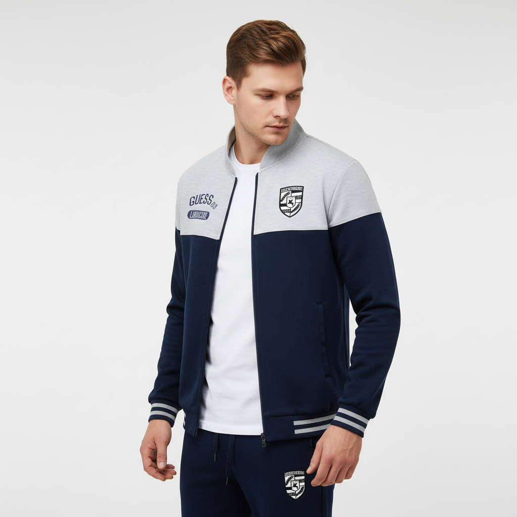 Stylish men's baseball track suit in an athletic two-piece design, ideal for activewear.