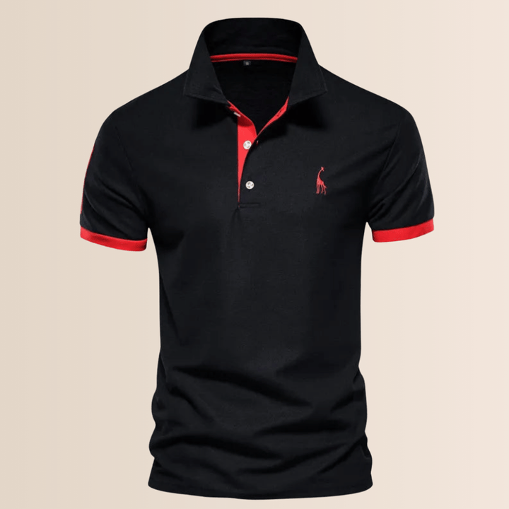 Casual men's oversized polo shirt with a modern stand collar, ideal for big & tall sizes & relaxed styling.