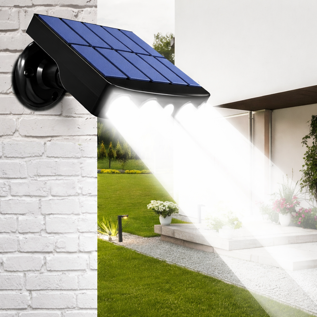 Weatherproof Tavvitaimp18 outdoor solar security light, motion activated for safety.