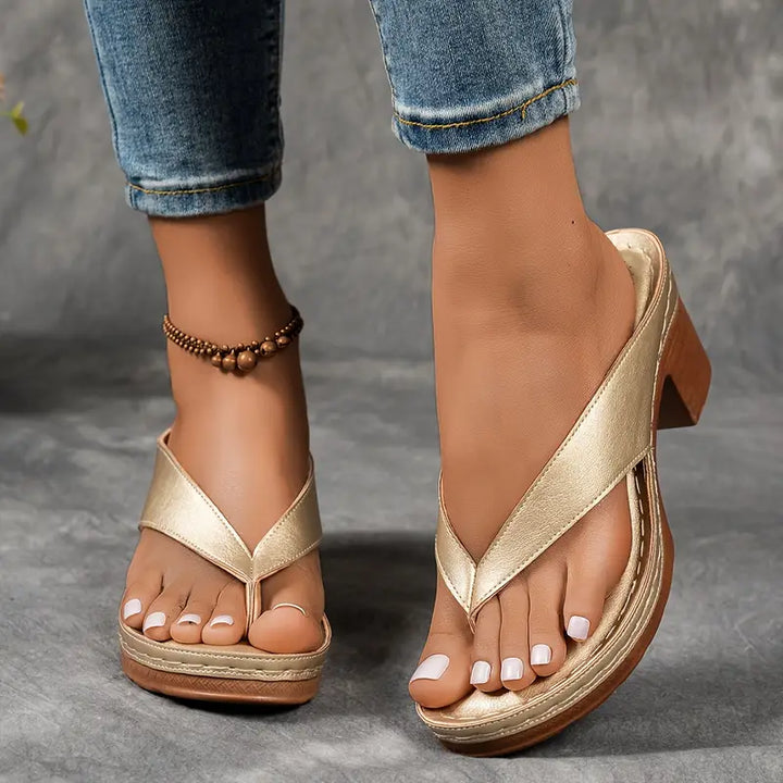 Women's elegant orthopedic heeled sandals, comfortable for summer fashion.