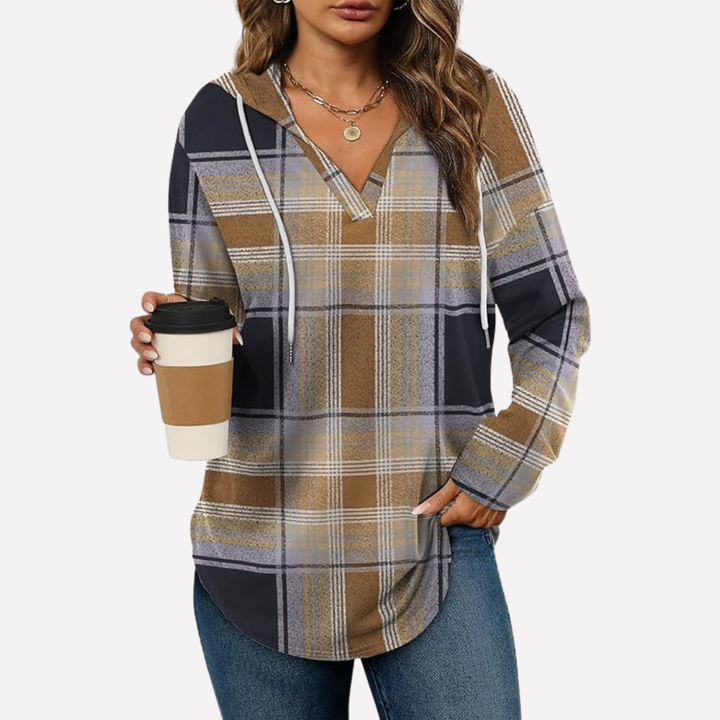 Soft women's long sleeve crewneck top, a comfortable pullover for relaxed daily style.