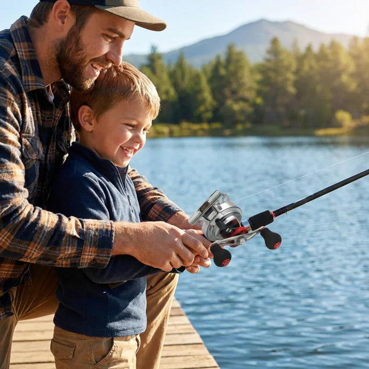 Aluminum mid arbor fly fishing reel with smooth adjustable drag, perfect for freshwater & saltwater anglers.