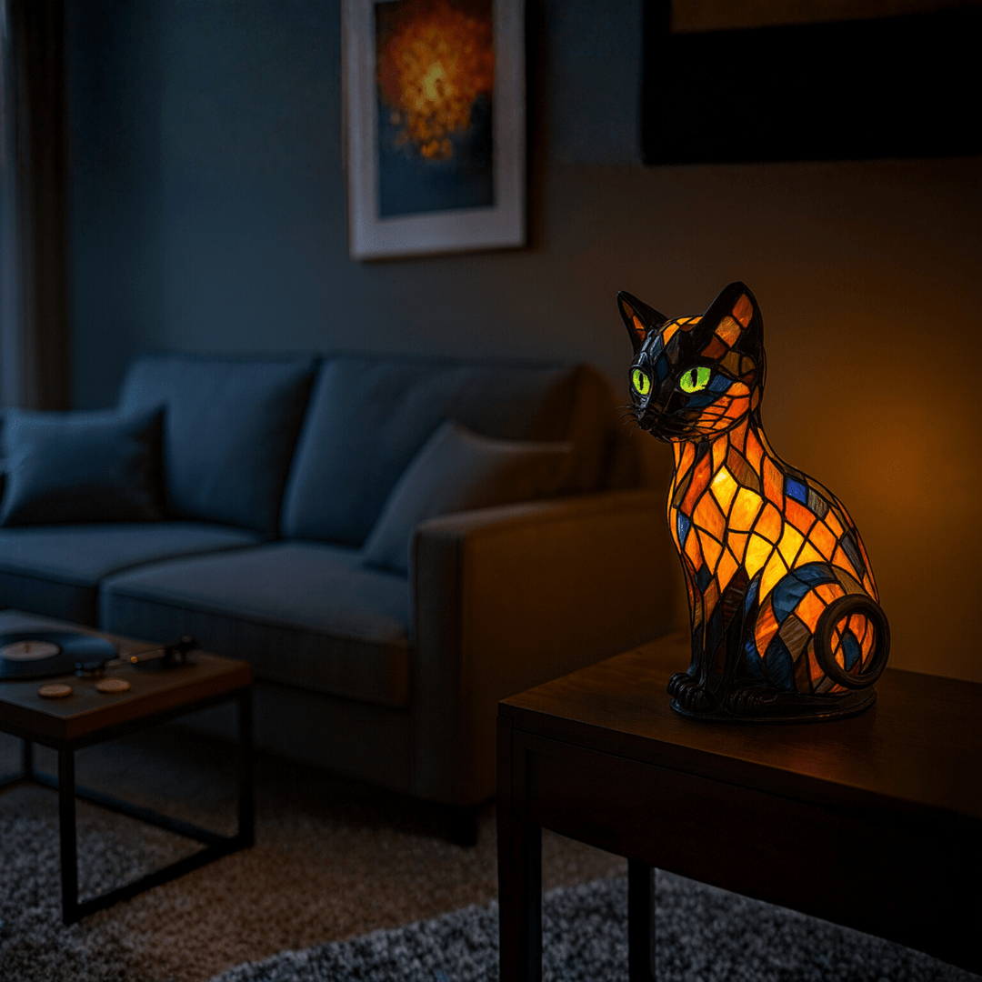 Gentle soft glow LED cat lamp, a charming nursery light & kids' bedroom accent. Rechargeable silicone.