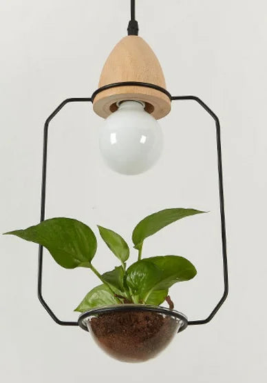 Chic rustic LED ceiling light fixture with a wooden base, ideal for home & cafe ambient lighting.