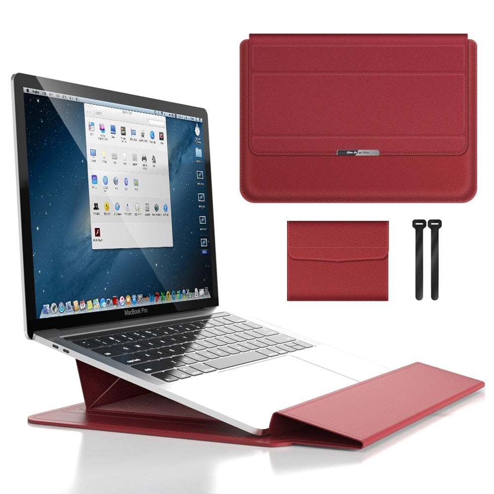 Sleek 3-in-1 laptop case, a minimalist computer bag with stand functionality & organized tech storage for professionals.