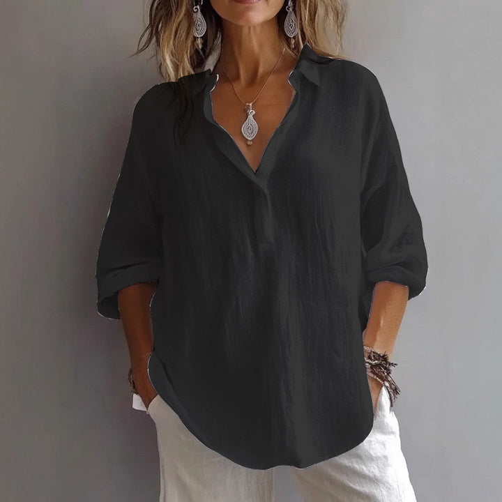 Summer fashion women's shirt, button-down, wide sleeves, perfect for a breezy casual top.