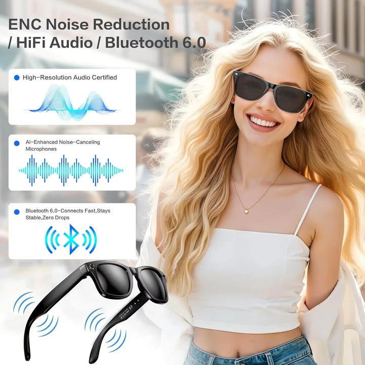 Waterproof smart sunglasses. Durable outdoor gear for travel, with HD recording & translation.