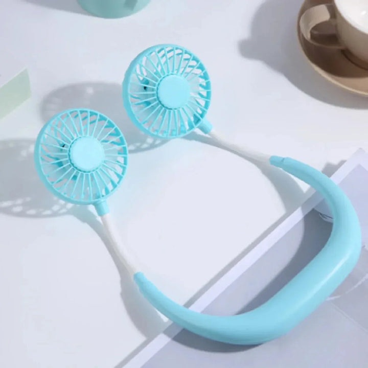 Rechargeable handheld personal fan, 3 speeds, for travel, desk, or outdoor use.