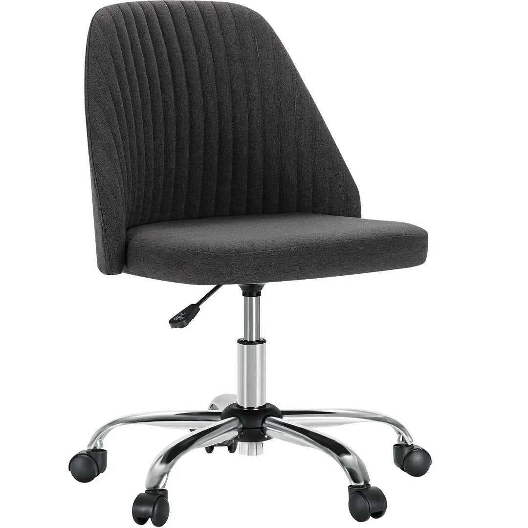 Compact swivel desk chair, unisex, upholstered fabric, adjustable height, perfect for home office & small spaces.