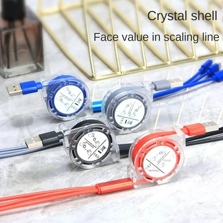Durable, tangle-free 3-in-1 charging cable accessory for fast universal phone and tablet charging.