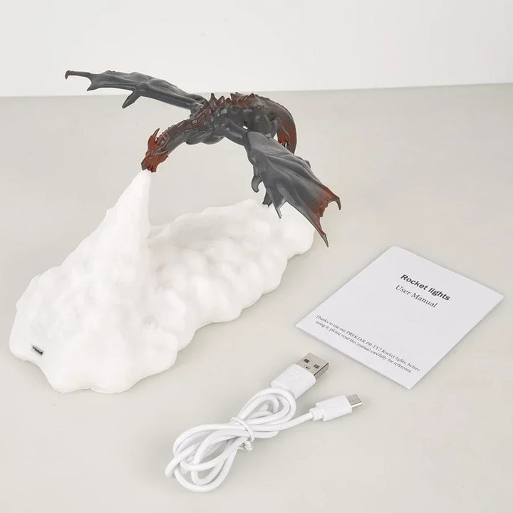USB rechargeable 3D dragon LED night lamp, a glowing fantasy decor for kids' bedrooms.