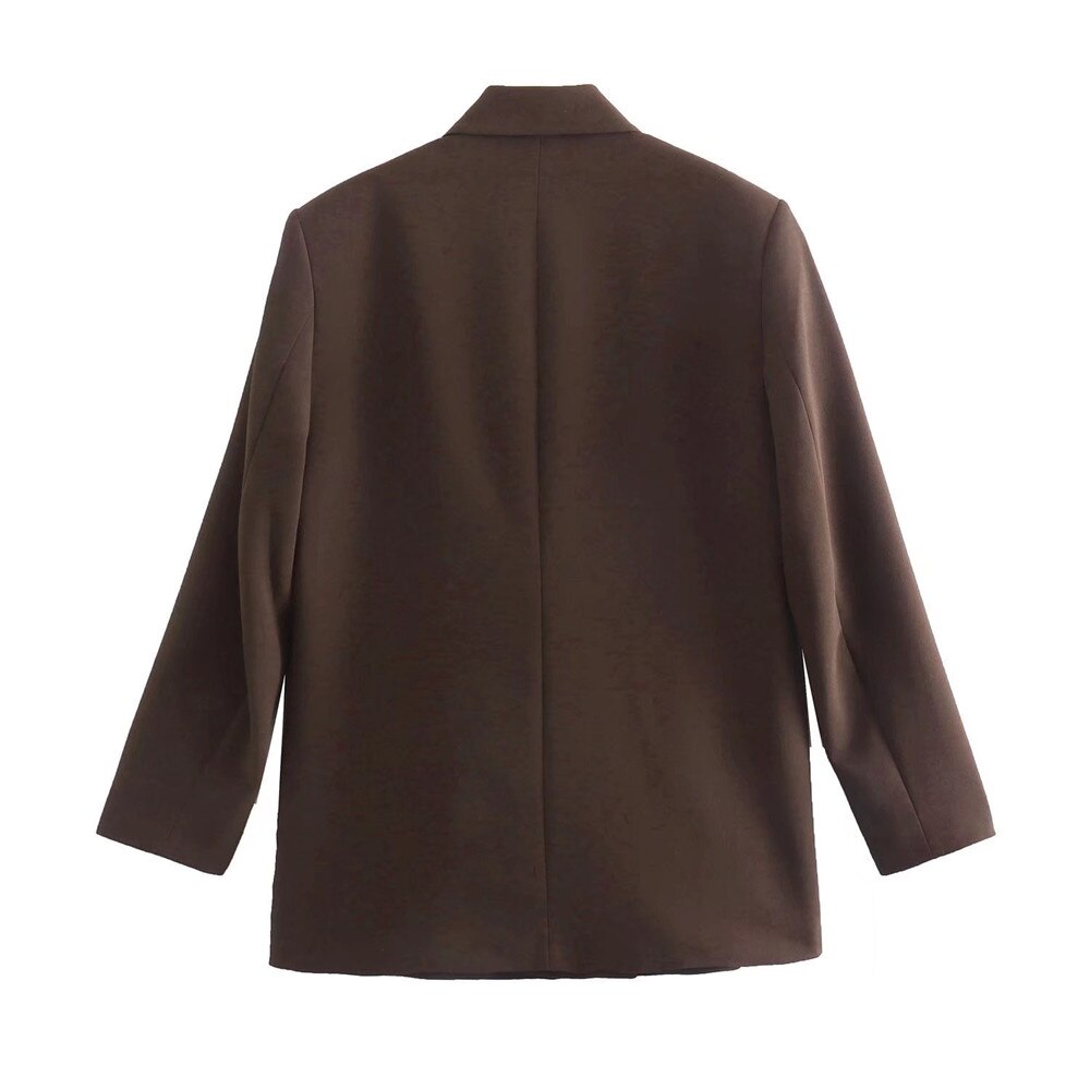 Versatile women's double-breasted blazer, suitable for various professional settings.