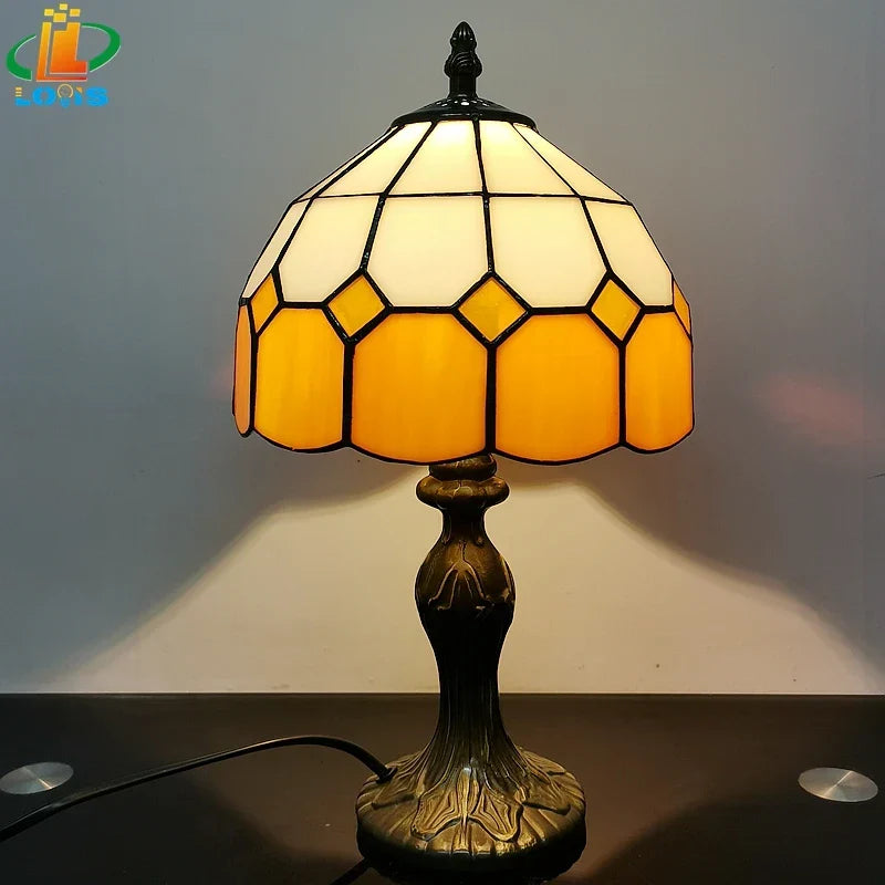 Girls' Nordic plaid table lamp, modern bedside & desk light. Perfect room decor for a cozy ambient glow.