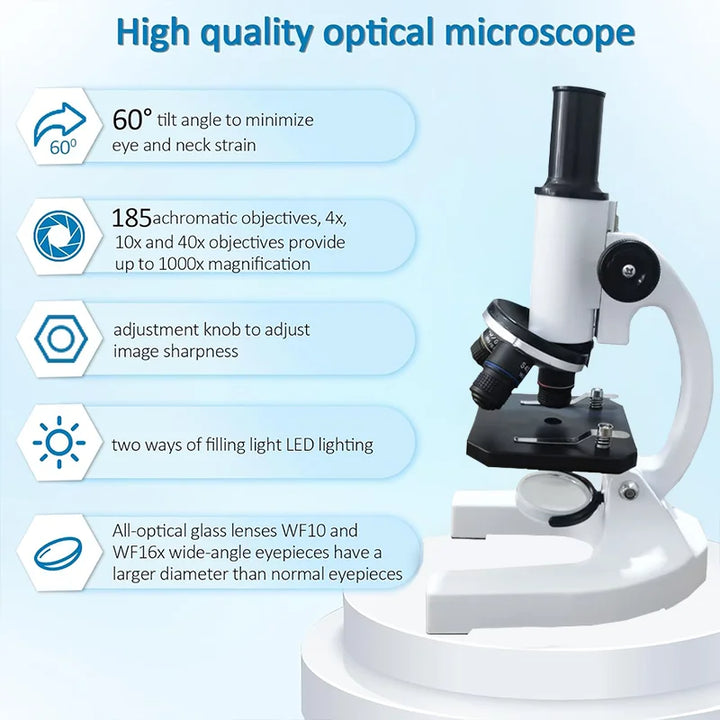 Comprehensive educational microscope kit for students & hobbyists. 40X-2000X magnification for science.