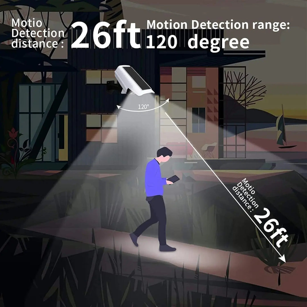 Energy-efficient solar garden light with smart motion sensor; ideal wireless outdoor LED security.