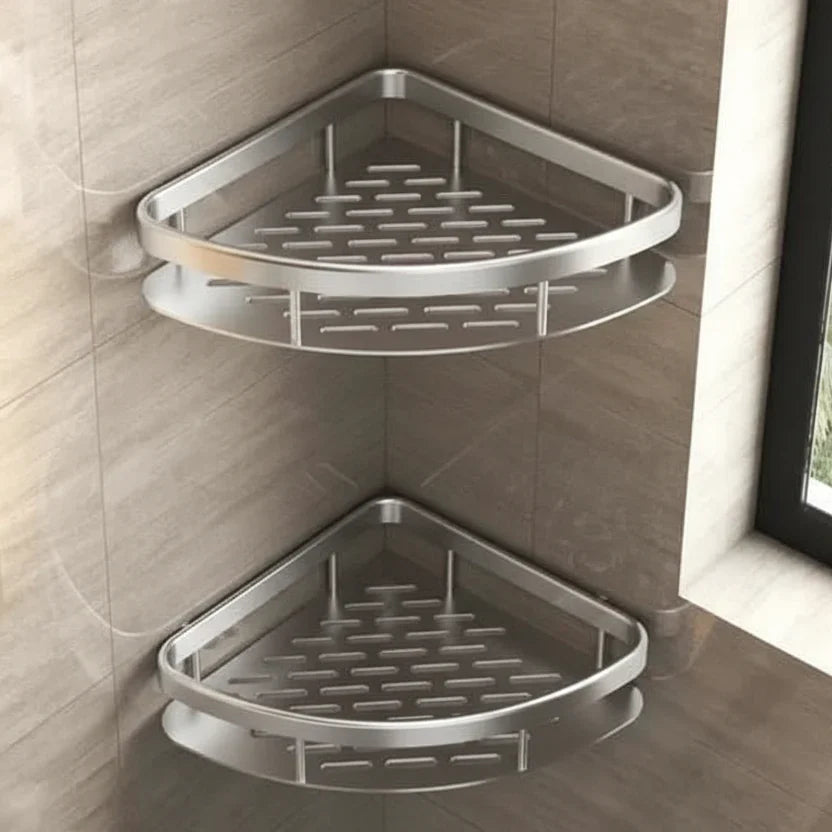 Quick-install, drill-free adhesive bathroom shelf. Strong wall-mounted storage solution.