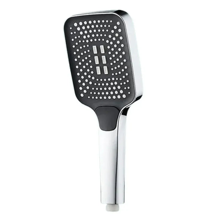Easy install silver rainfall shower head, 3 settings, perfect for a spa-like bathroom comfort & upgrade.