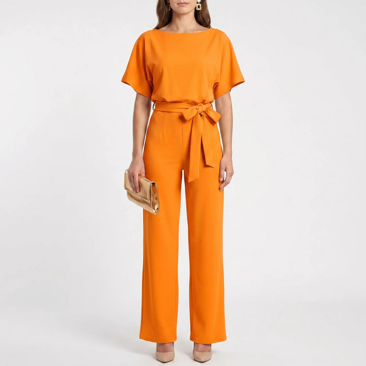 Comfortable women's wide-leg jumpsuit. Features effortless batwing sleeves, belted waist, perfect for any occasion.