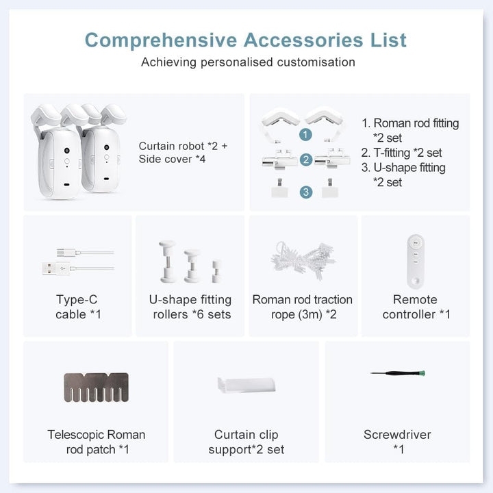 "Automatic curtain opener with bluetooth remote, sleek design, for modern home automation and effortless control."