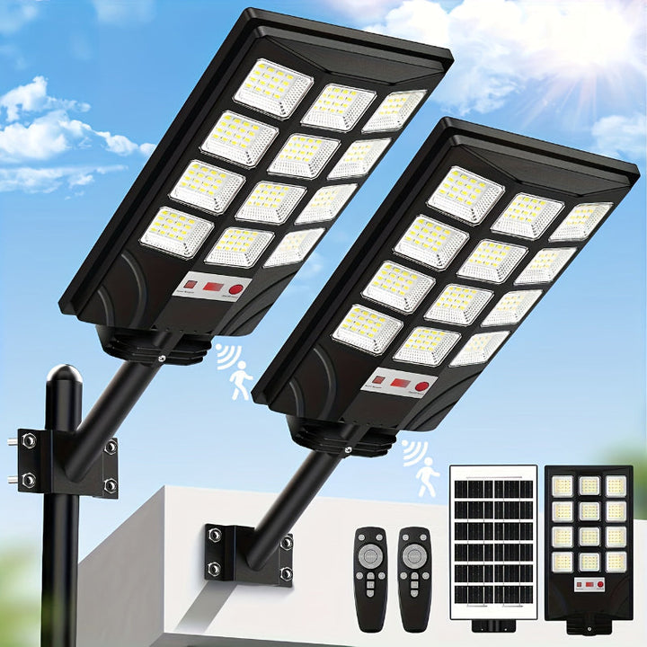 Outdoor LED solar floodlights, motion-activated for security. Ultra-bright & weatherproof (2-pack) for garden.
