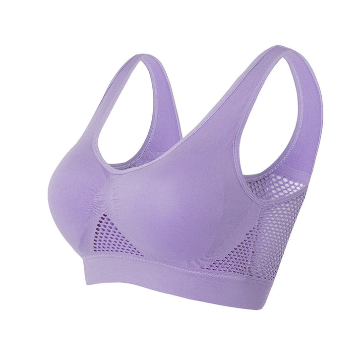 Women's breathable mesh sports bra for high-impact workouts, offering active support & comfort.