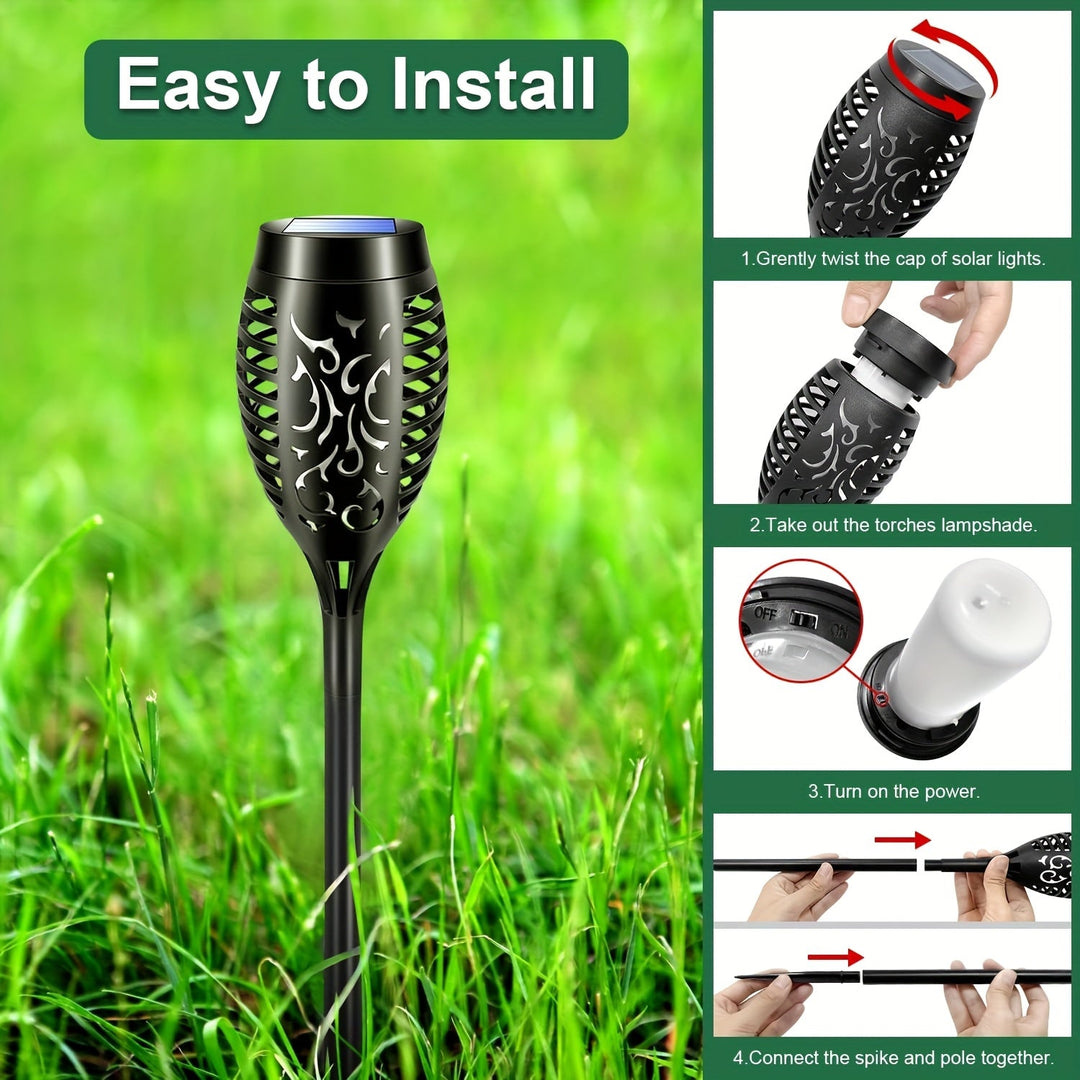 Outdoor solar pathway lights, 8-pack, featuring a decorative flickering flame for your yard.