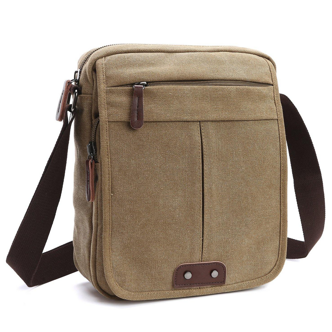 Versatile canvas crossbody bag with multiple compartments, perfect for organizing essentials. Unisex, durable for daily use.