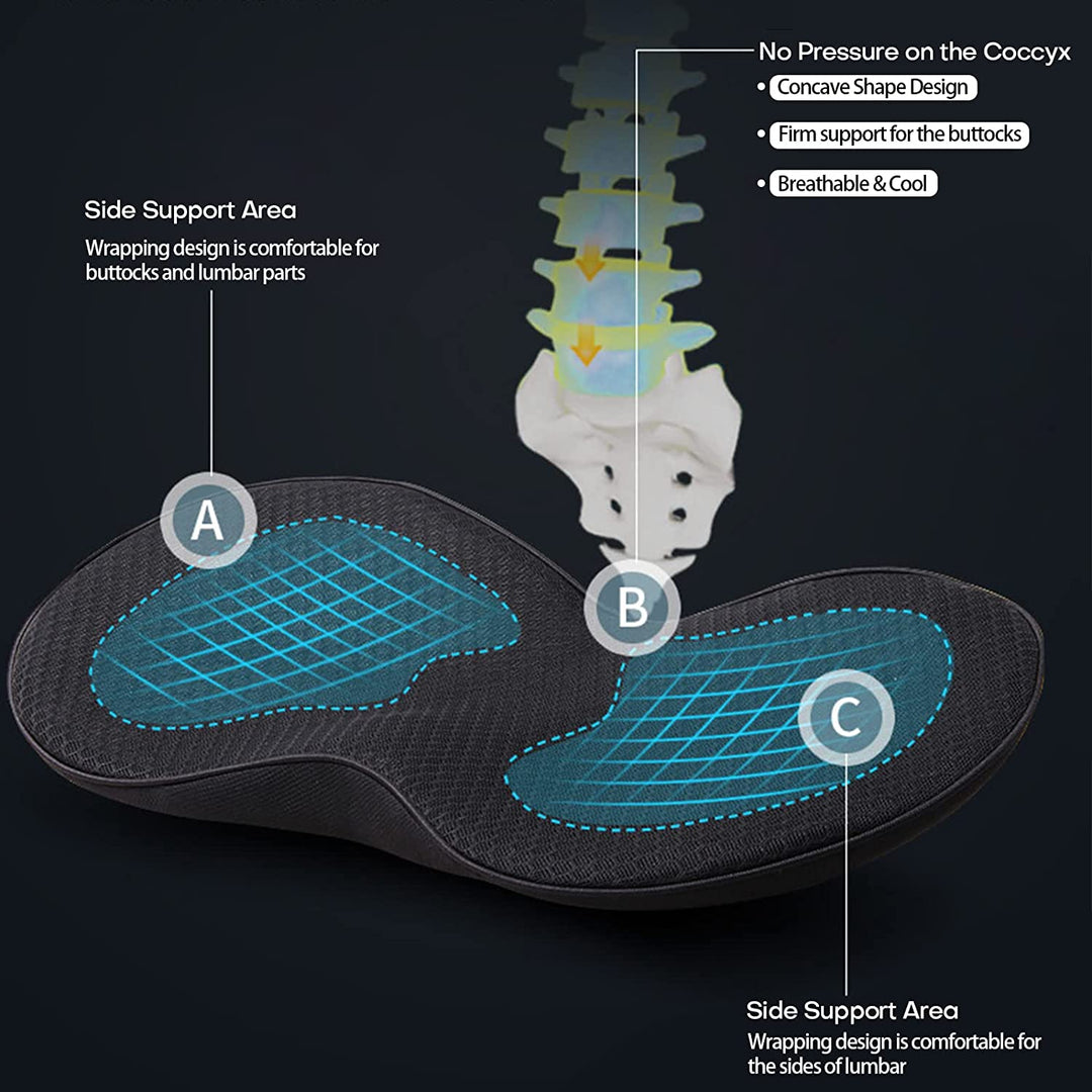 "Comfortable car seat cushion for short drivers, memory foam, 3.5 inches thick, raises height, ergonomic, breathable fabric"