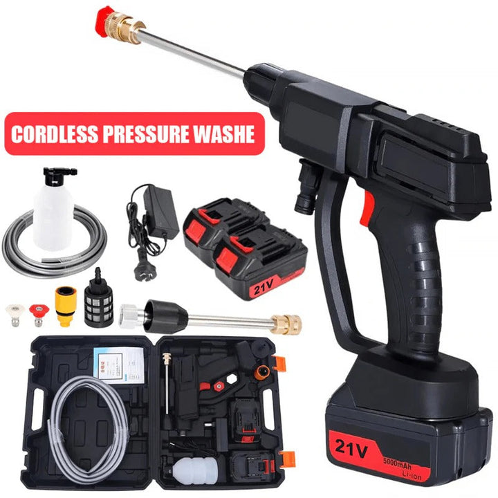 Cordless high pressure washer, portable and lightweight, ideal for outdoor cleaning and vehicle washing with strong water out
