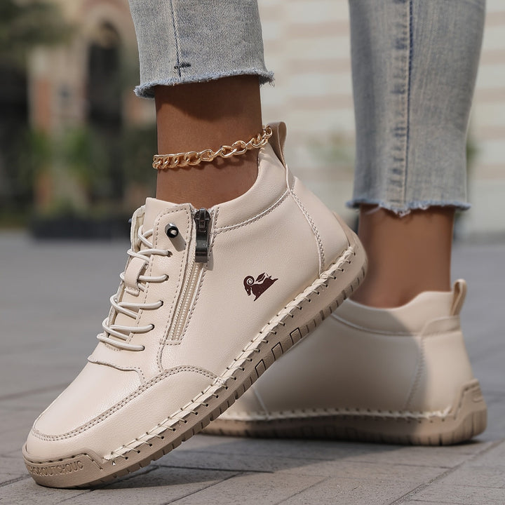 Side view of Danielle zip-up walking sneakers in gray - comfortable daily wear