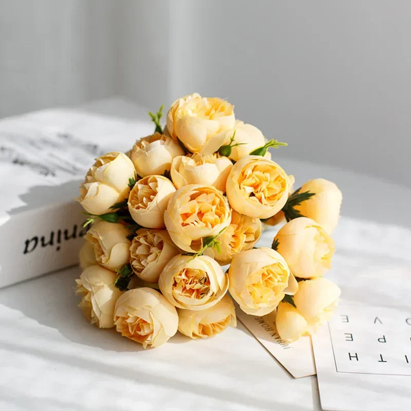 Maintenance-free artificial peony bouquet, exquisite silk flowers for any elegant centerpiece.
