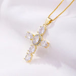 Crystal Gold Cross Necklace