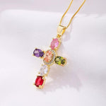 Aurora Gemstone Cross Necklace
