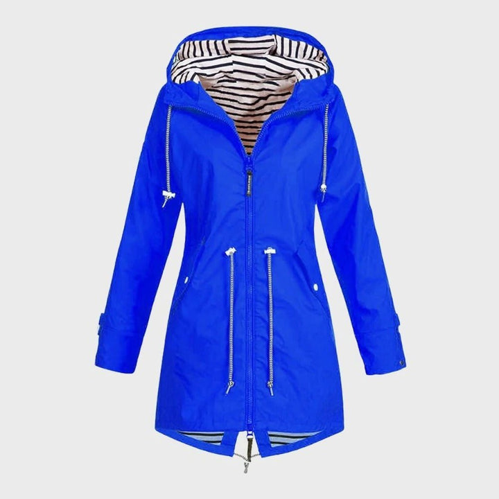 Elegant Long Waterproof Rain Jacket for Women with Hood - Lexians