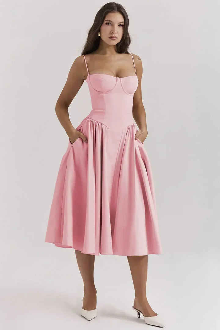 Stunning women's pleated midi dress, perfect party outfit for elegant summer fashion and special events.