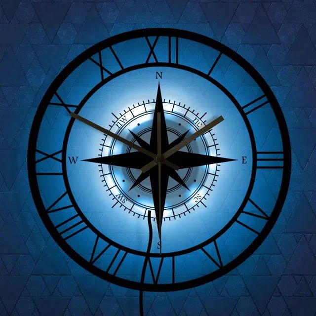 Elegant Nautical Compass Wall Clock for Maritime Decor - Lexians