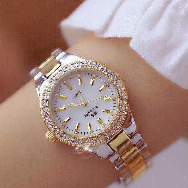 Luxury women's 1.26 inch stainless steel quartz watch. An elegant daily fashion accessory & perfect gift for her.