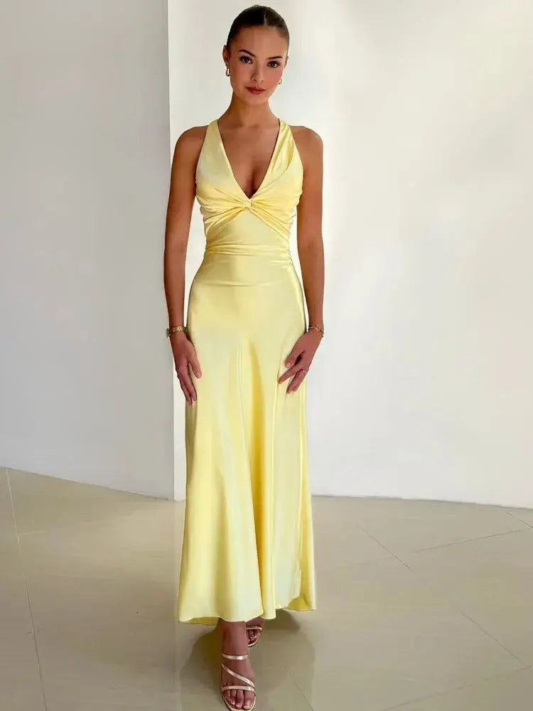 Flowy women's maxi dress, ideal for a wedding guest, evening party, or summer formal event.