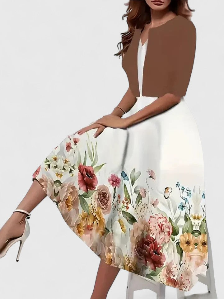 Elegant women's midi dress, flattering style for versatile day-to-night wear.