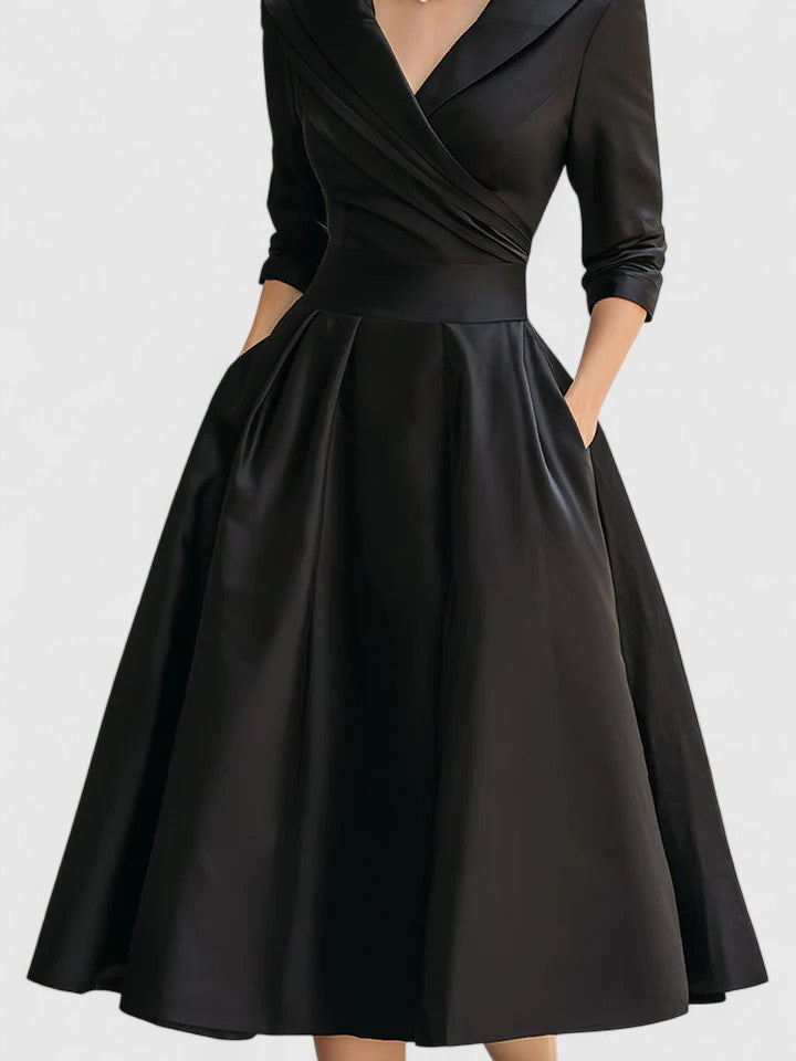 Sophisticated women's midi dress, perfect for elegant formal wear & evening events. A chic party dress.