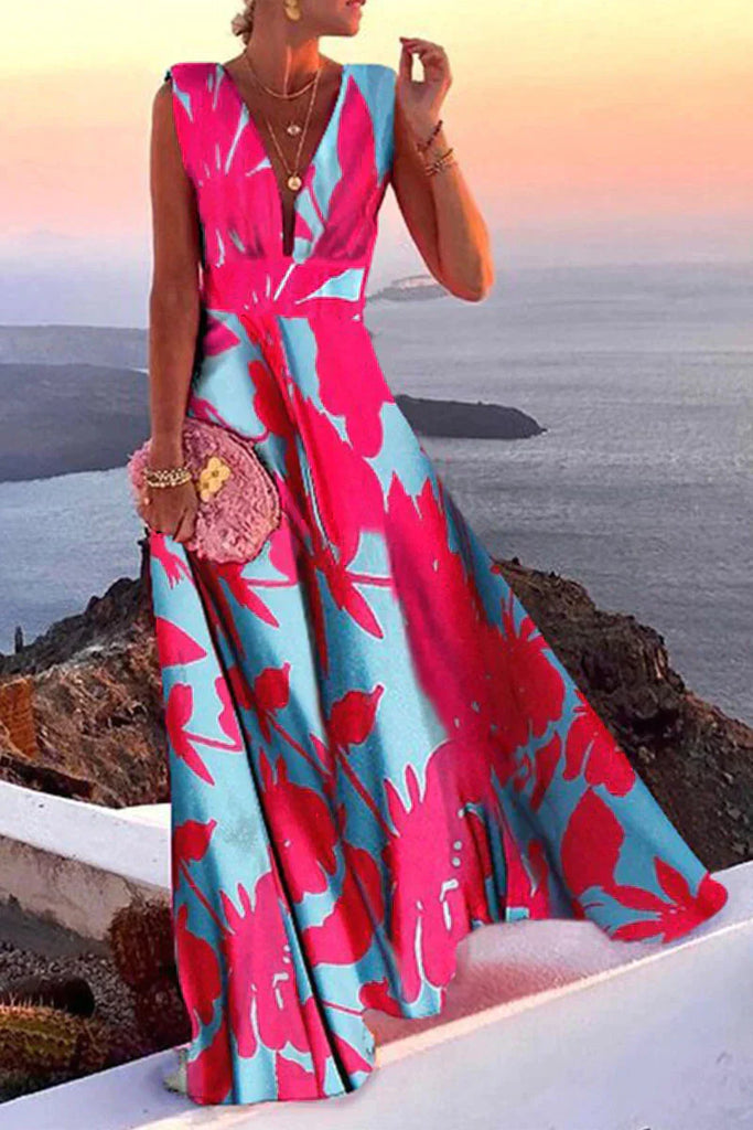 Women's casual elegant midi dress, ideal for summer, vacation, or beach. Breezy and comfortable with a flattering fit.